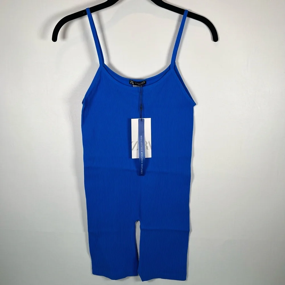 ZARA CONTOUR New Ribbed Pull on Stretch Blue Romper Sleeveless 1014/324 M-L‎